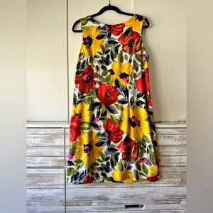 🌼 I.N. Studio Floral Sleeveless Sundress Yellow Red Size 16